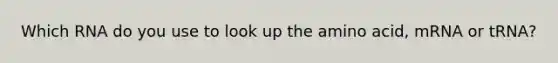 Which RNA do you use to look up the amino acid, mRNA or tRNA?