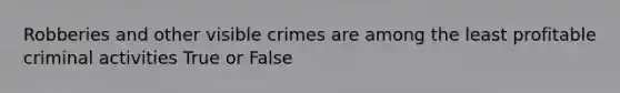 Robberies and other visible crimes are among the least profitable criminal activities True or False