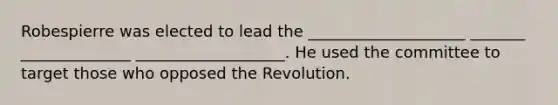 Robespierre was elected to lead the ____________________ _______ ______________ ___________________. He used the committee to target those who opposed the Revolution.