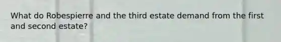 What do Robespierre and the third estate demand from the first and second estate?