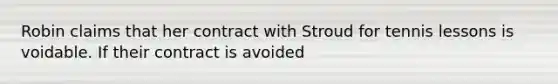 Robin claims that her contract with Stroud for tennis lessons is voidable. If their contract is avoided​