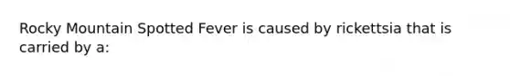 Rocky Mountain Spotted Fever is caused by rickettsia that is carried by a: