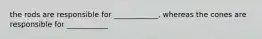 the rods are responsible for ____________, whereas the cones are responsible for ___________