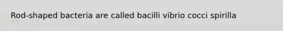 Rod-shaped bacteria are called bacilli vibrio cocci spirilla