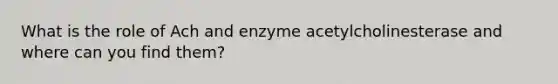 What is the role of Ach and enzyme acetylcholinesterase and where can you find them?