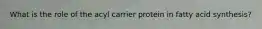What is the role of the acyl carrier protein in fatty acid synthesis?