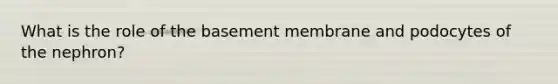 What is the role of the basement membrane and podocytes of the nephron?