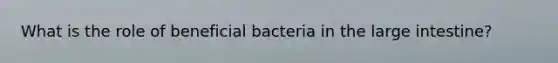 What is the role of beneficial bacteria in the <a href='https://www.questionai.com/knowledge/kGQjby07OK-large-intestine' class='anchor-knowledge'>large intestine</a>?