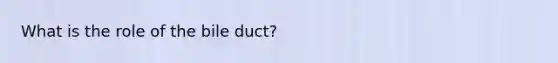 What is the role of the bile duct?
