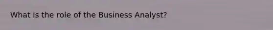 What is the role of the Business Analyst?