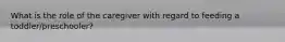 What is the role of the caregiver with regard to feeding a toddler/preschooler?