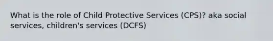 What is the role of Child Protective Services (CPS)? aka social services, children's services (DCFS)