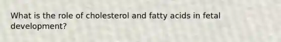 What is the role of cholesterol and fatty acids in fetal development?