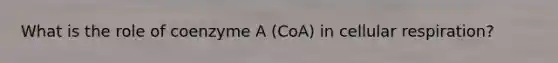 What is the role of coenzyme A (CoA) in cellular respiration?