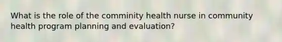 What is the role of the comminity health nurse in community health program planning and evaluation?