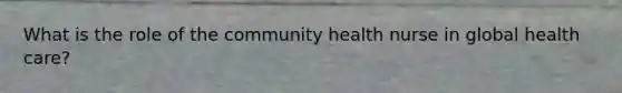 What is the role of the community health nurse in global health care?