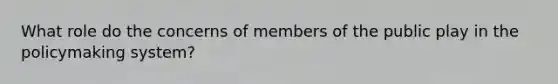 What role do the concerns of members of the public play in the policymaking system?