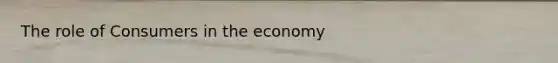 The role of Consumers in the economy