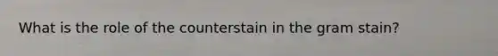 What is the role of the counterstain in the gram stain?