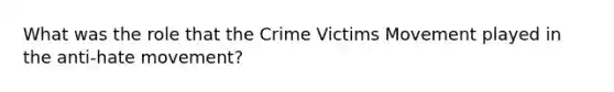 What was the role that the Crime Victims Movement played in the anti-hate movement?