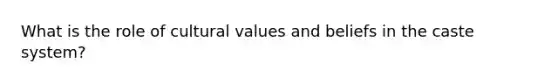 What is the role of cultural values and beliefs in the caste system?