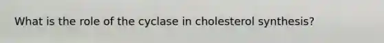 What is the role of the cyclase in cholesterol synthesis?