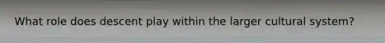 What role does descent play within the larger cultural system?