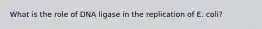 What is the role of DNA ligase in the replication of E. coli?