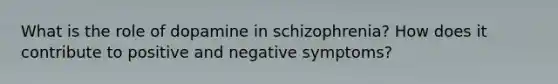 What is the role of dopamine in schizophrenia? How does it contribute to positive and negative symptoms?