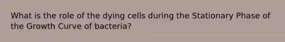 What is the role of the dying cells during the Stationary Phase of the Growth Curve of bacteria?