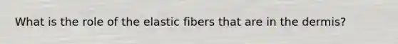 What is the role of the elastic fibers that are in <a href='https://www.questionai.com/knowledge/kEsXbG6AwS-the-dermis' class='anchor-knowledge'>the dermis</a>?