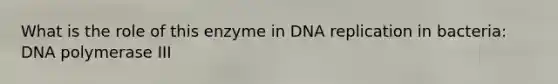 What is the role of this enzyme in DNA replication in bacteria: DNA polymerase III