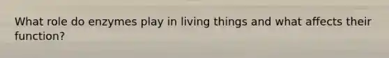 What role do enzymes play in living things and what affects their function?