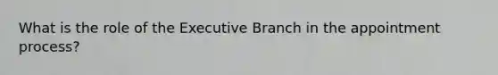 What is the role of the Executive Branch in the appointment process?