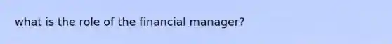 what is the role of the financial manager?