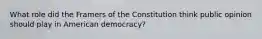 What role did the Framers of the Constitution think public opinion should play in American democracy?