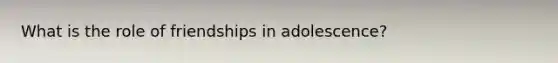 What is the role of friendships in adolescence?