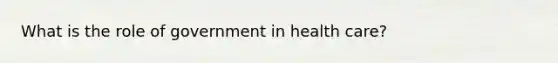 What is the role of government in health care?