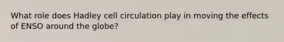 What role does Hadley cell circulation play in moving the effects of ENSO around the globe?