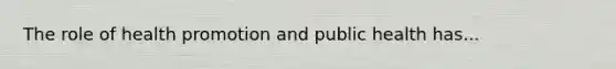 The role of health promotion and public health has...