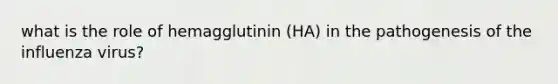 what is the role of hemagglutinin (HA) in the pathogenesis of the influenza virus?