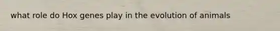 what role do Hox genes play in the evolution of animals