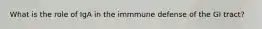 What is the role of IgA in the immmune defense of the GI tract?