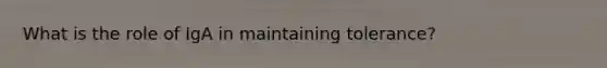 What is the role of IgA in maintaining tolerance?