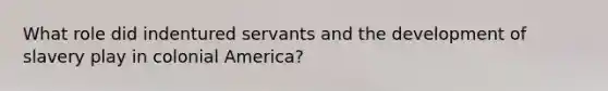 What role did indentured servants and the development of slavery play in colonial America?