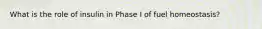 What is the role of insulin in Phase I of fuel homeostasis?