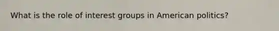 What is the role of interest groups in American politics?