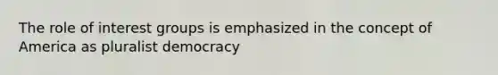 The role of interest groups is emphasized in the concept of America as pluralist democracy