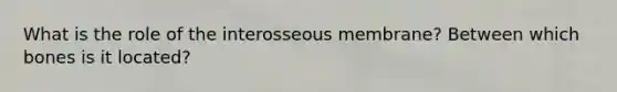 What is the role of the interosseous membrane? Between which bones is it located?