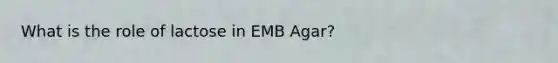 What is the role of lactose in EMB Agar?